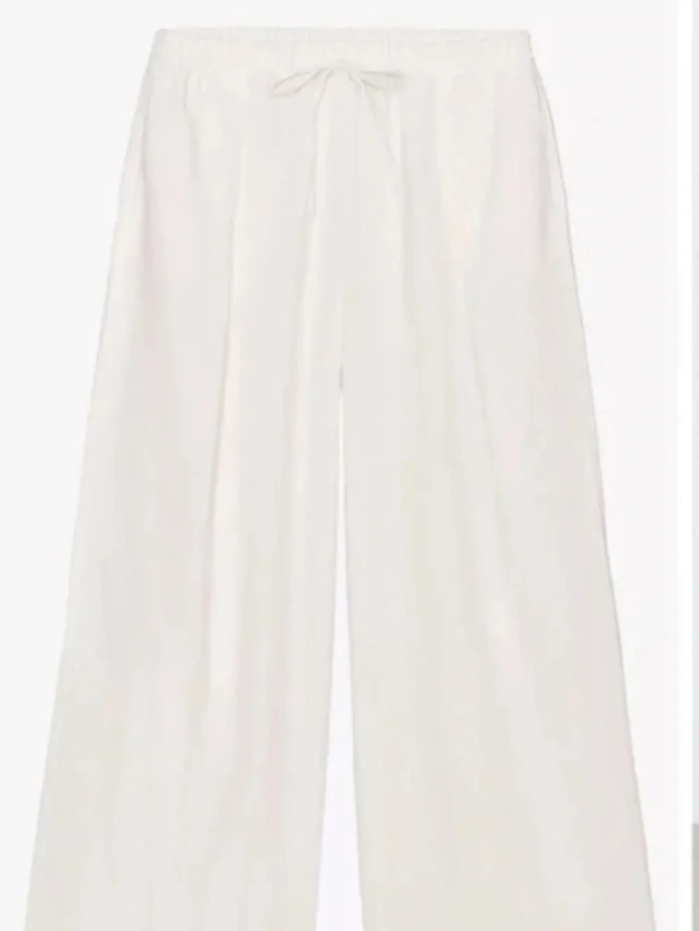 Zara Wide Leg Drawstring Pants White Ecru Elastic Waist Women's M - NWOT